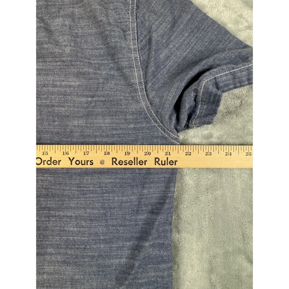 Woolrich Shirt Men's Medium Gray Chambray Contrast Stitch Button Up Cotton - Picture 6 of 8